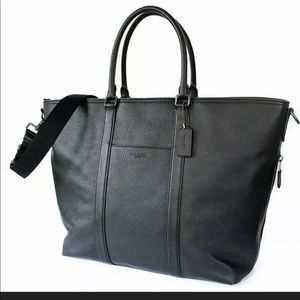 COACH Black Leather Trekker Travel Tote F78768